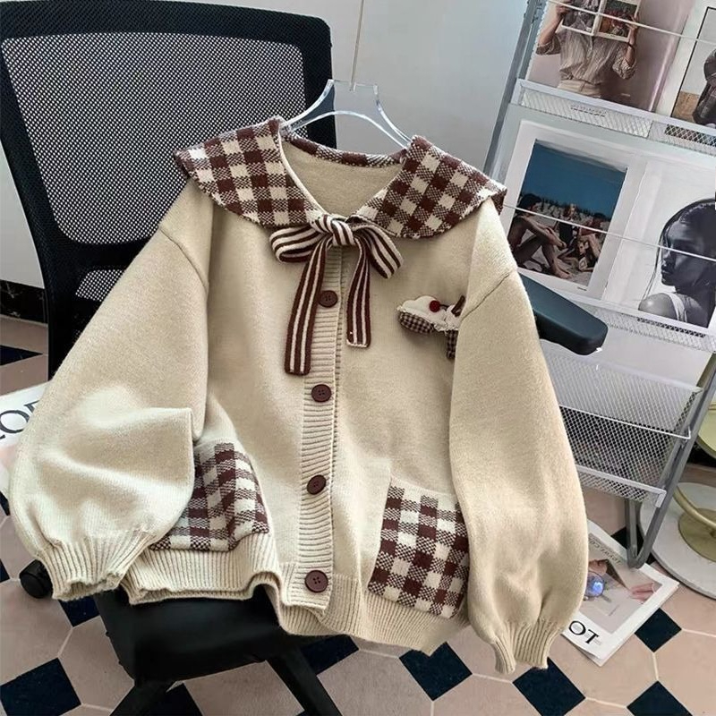 レトロでスイートなニットアウターウェア、女性用、日本の原宿ス - Japanese Street Fashion Female のレビューと価格