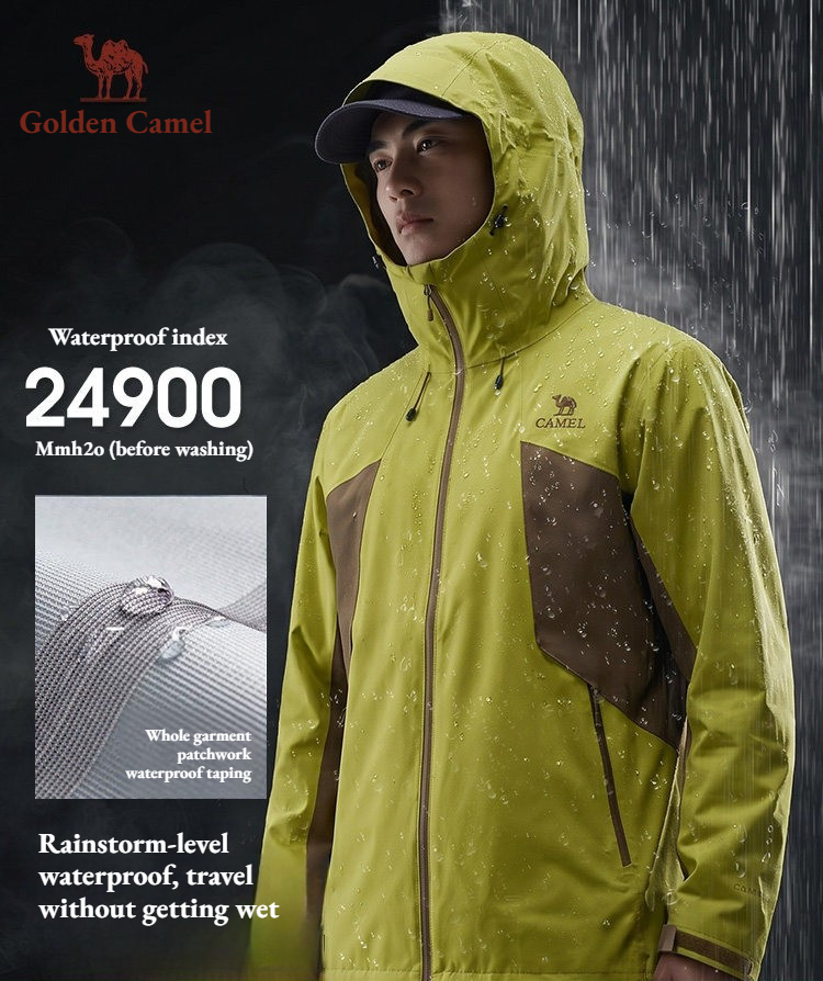 ゴールデンキャメル メンズ 防水 シングル ハイキングジャケ - Windbreak Shell Jacket のレビューと価格