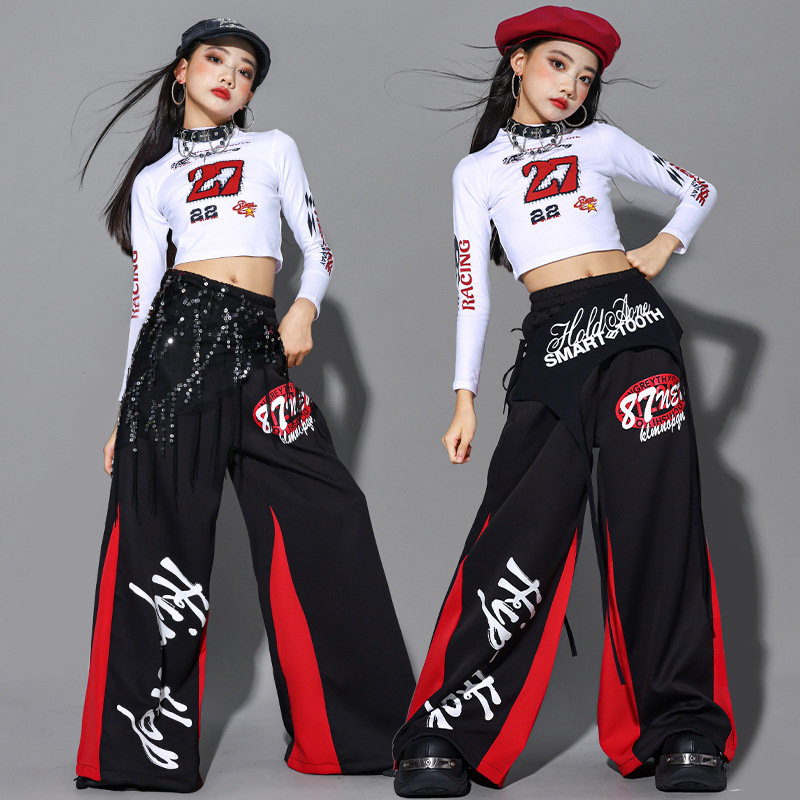 2025 ジャズダンス服女の子 Kpop ステージショー衣装 - Street Fashion Outfit Girl のレビューと価格
