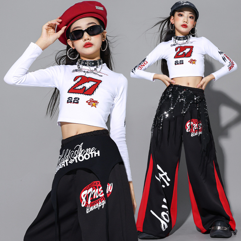 2025 ジャズダンス服女の子 Kpop ステージショー衣装 - Street Fashion Outfit Girl のレビューと価格