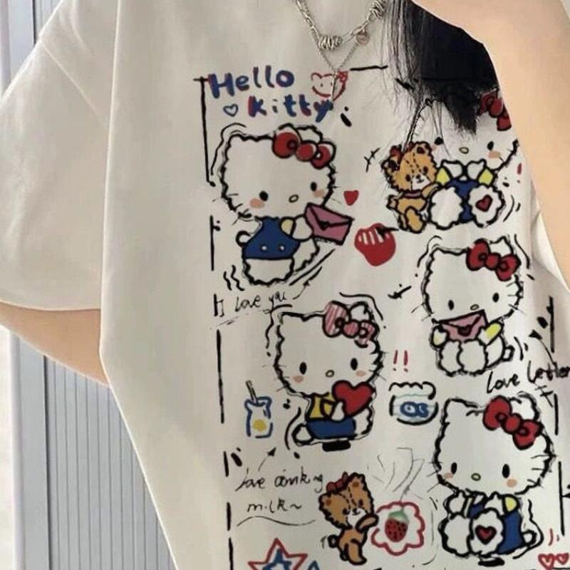 半袖サマーハローキティグラフィティプリントTシャツ レディー - Street Fashion Casual のレビューと価格